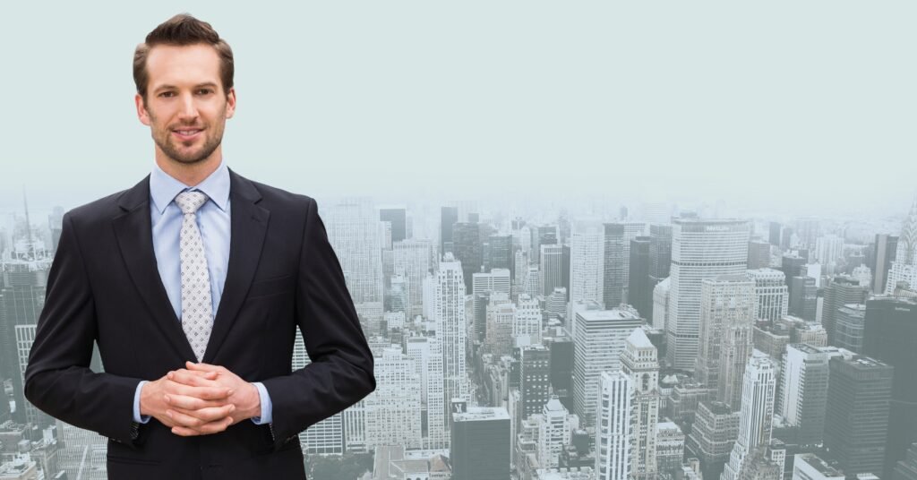 Business broker in a professional setting representing business sale advisory and transaction services